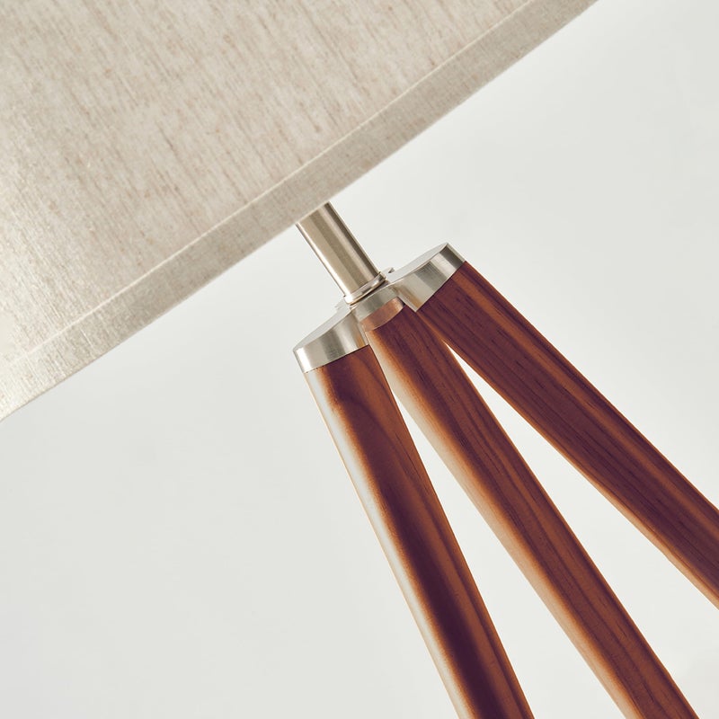 Brightech Emma LED Floor Lamp, Tall Lamp with Wood Legs, Mid-Century Modern Standing Lamp for Bedroom Reading, Tripod Lamp for Living Rooms & Offices, Great Living Room Decor - Walnut Brown - Image 4